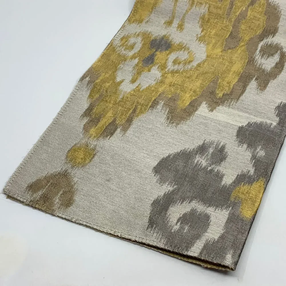 Kravet Exotic Travel Silver Gold Gray Polyester/Silk Blend Fabric Sample/Remnant